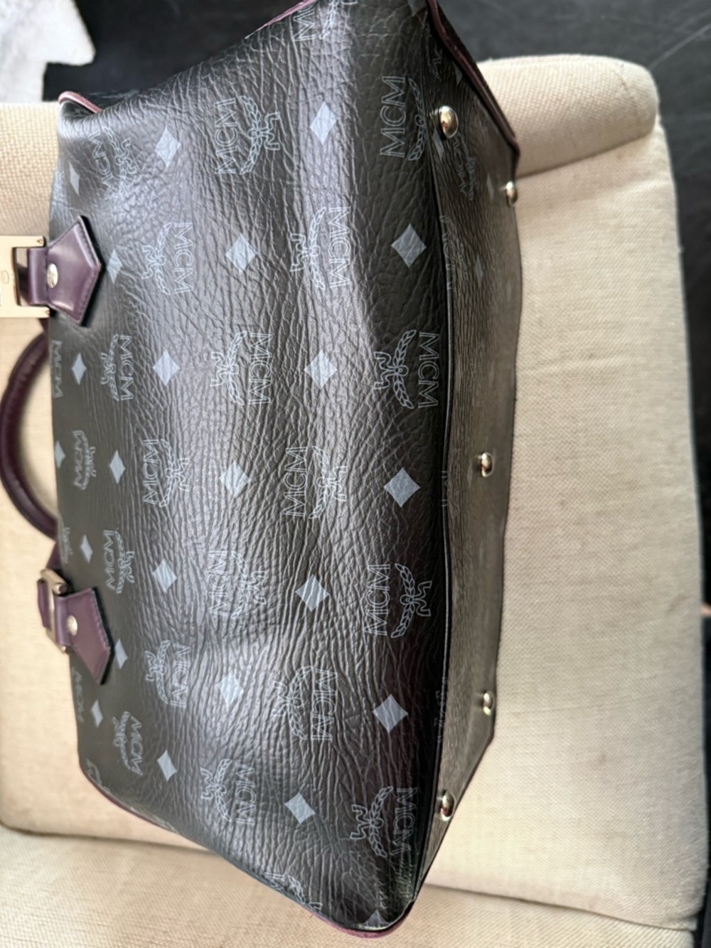 MCM Lion Patchwork Leather Boston Bag - Picture 8 of 11